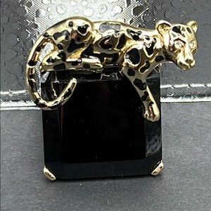 Vintage enamel leopard brooch